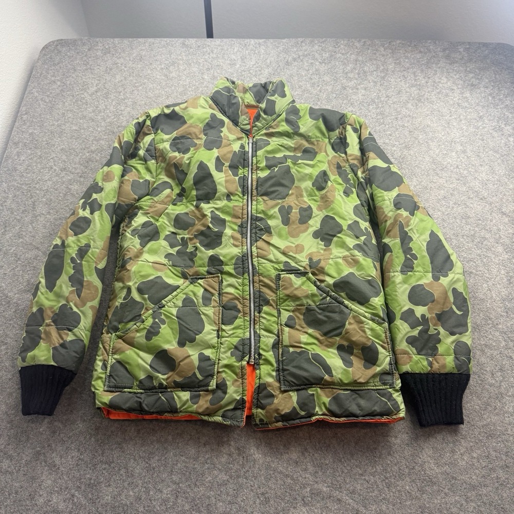VTG Walls Blizzard Pruf Jacket Mens S Frog Duck Camo Blaze Orange Reversible USA